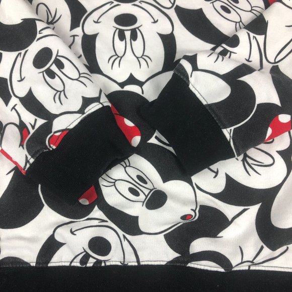 Disney Minnie Mouse Sweatshirt Adult Small White & Black All Over Print Crewneck - Picture 2 of 9